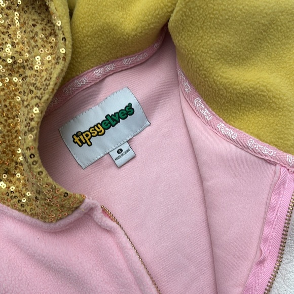 Halloween costume champagne sweater zip up tipsy elves size Small - Picture 3 of 7